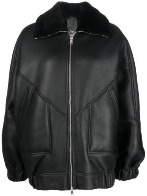 Blancha shearling-lined leather bomber jacket - Black