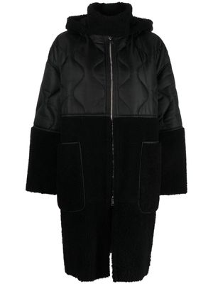 Blancha shearling-panel quilted hooded jacket - Black