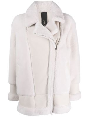 Blancha shearling-panelled leather jacket - White