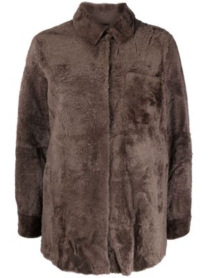 Blancha shearling shirt jacket - Brown