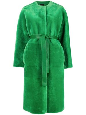 Blancha single-breasted shearling coat - Green