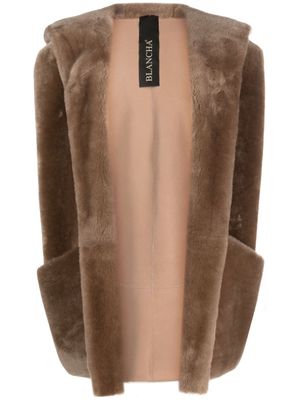 Blancha sleeveless open-front shearling coat - Neutrals