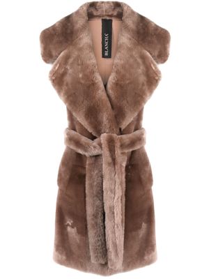 Blancha sleeveless reversible leather coat - Brown