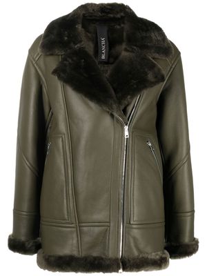 Blancha zip-up lambskin jacket - Green