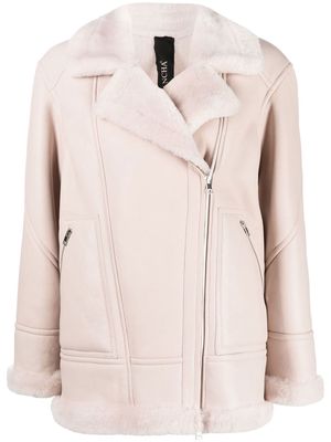 Blancha zip-up lambskin jacket - Neutrals