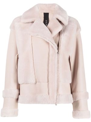 Blancha zip-up shearling jacket - Neutrals