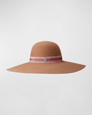 Blanche Wool Felt Large Brim Hat W/ Linen Ribbon