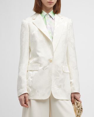 Blanchet Floral Jacquard Single-Breasted Blazer Jacket