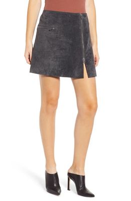 BLANKNYC A-Line Suede Miniskirt in Dark And Stormy