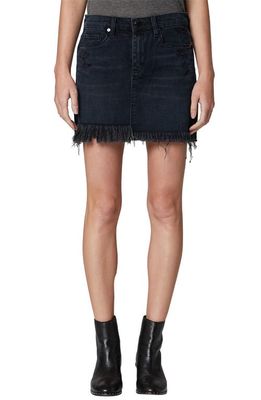 BLANKNYC Asymmetrical Denim Miniskirt in Blue Black Vixen