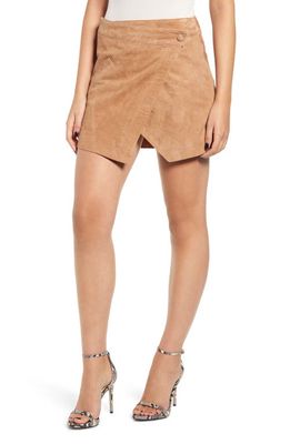 BLANKNYC Asymmetrical Suede Miniskirt in Almond