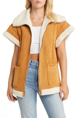 BLANKNYC Bonded Faux Shearling Lined Vest in Biscotti