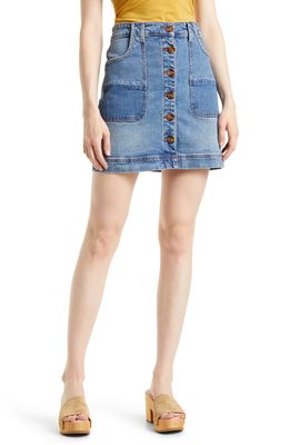 BLANKNYC Button Front High Waist Denim Skirt in Into The Blue