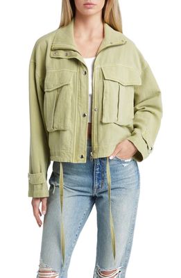 BLANKNYC Cotton & Linen Utility Jacket in Green