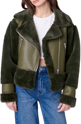 BLANKNYC Faux Fur & Faux Leather Moto Jacket in Mountain View