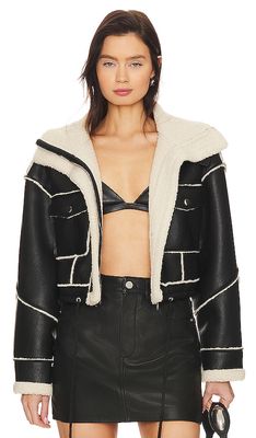 BLANKNYC Faux Fur Leather Jacket in Black