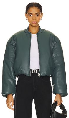 BLANKNYC Faux Leather Jacket in Teal