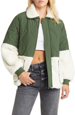 BLANKNYC Faux Shearling & Quilted Jacket in Hitch Hike