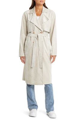 BLANKNYC Faux Suede Trench Coat in Iced Chai