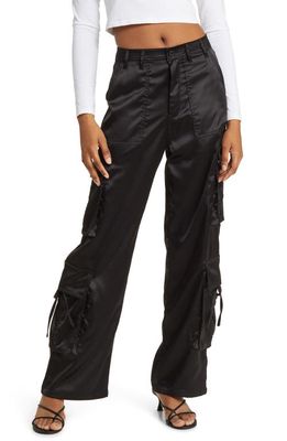 BLANKNYC Franklin Satin Cargo Pants in Night Is Young