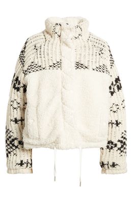 BLANKNYC Knit Sleeve Faux Shearling Jacket in Feeling Cozy