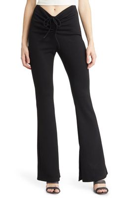BLANKNYC Notched High Waist Flare Ponte Knit Pants in Mad Love