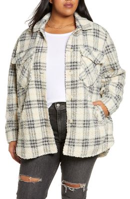 BLANKNYC Plaid High Pile Fleece Button-Up Shirt in City Stride