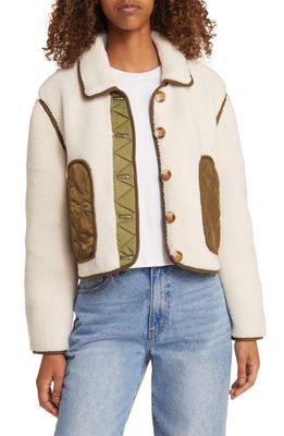 BLANKNYC Quilted Accent High Pile Fleece Jacket in Cloud Forest