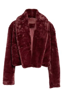 BLANKNYC Shawl Collar Faux Fur Crop Jacket in Crossfire