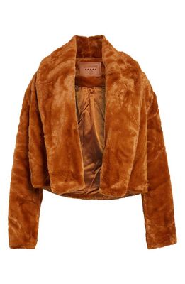 BLANKNYC Shawl Collar Faux Fur Crop Jacket in Eye Candy