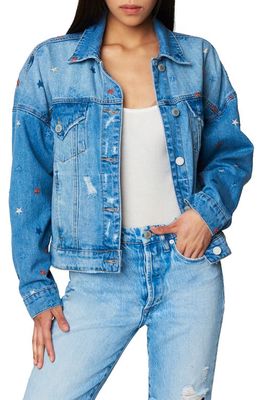 BLANKNYC Star Embroidered Denim Trucker Jacket in Born In The Usa