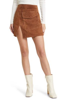 BLANKNYC Suede Faux Wrap Miniskirt in Chocolate City