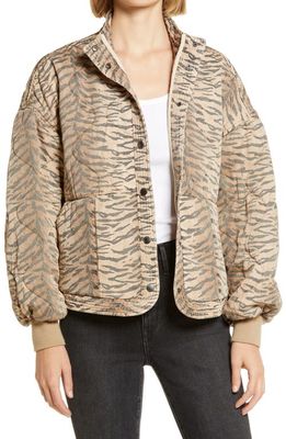 BLANKNYC Tiger Print Quilted Jacket in On The Prowl