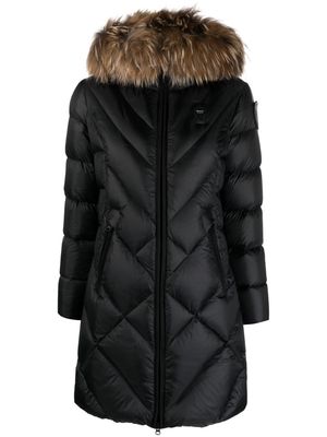 Blauer fur-trimmed hood padded coat - Black