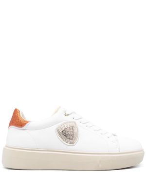 Blauer glitter-detail leather sneakers - White