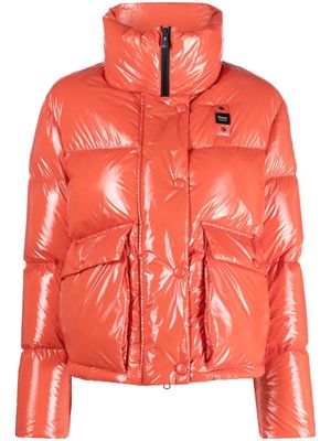 Blauer high-shine quilted cropped puffer jacket - Red
