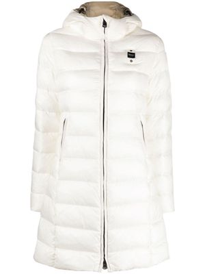 Blauer hooded mid-length puffer coat - White
