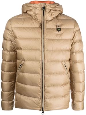 Blauer logo-patch hooded padded jacket - Neutrals