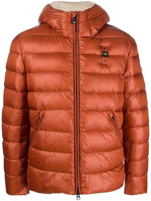 Blauer logo-patch hooded puffer jacket - Orange