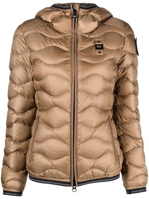 Blauer logo-patch padded jacket - Brown