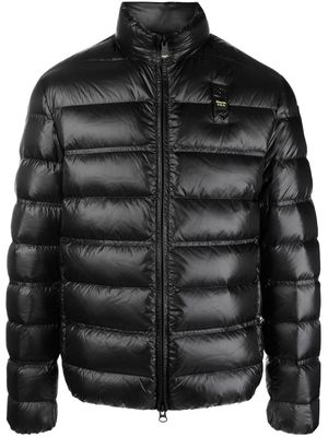 Blauer logo-patch zip-up padded jacket - Black