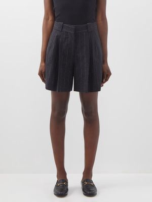 Blazé Milano - Ferien Striped Wool-blend Shorts - Womens - Grey Stripe
