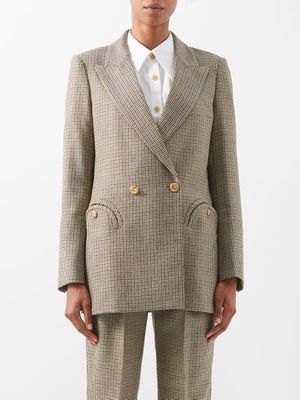 Blazé Milano - Kaos Houndstooth Wool-twill Suit Jacket - Womens - Brown Multi