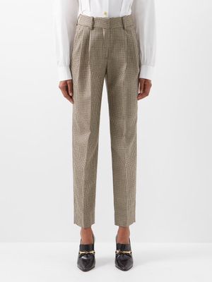 Blazé Milano - Kaos Houndstooth Wool-twill Suit Trousers - Womens - Brown Multi