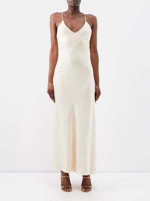 Blazé Milano - Manipur Backless Satin Slip Dress - Womens - Ivory