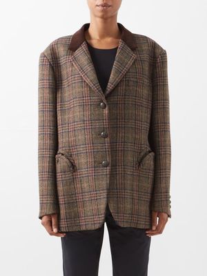 Blazé Milano - Nadir Single-breasted Checked Wool Blazer - Womens - Brown