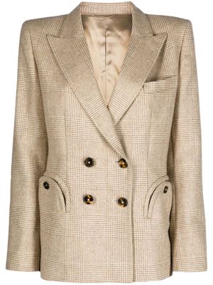 Blazé Milano plaid padded-shoulder blazer - Neutrals