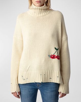 Bleeza Embroidered Turtleneck Sweater