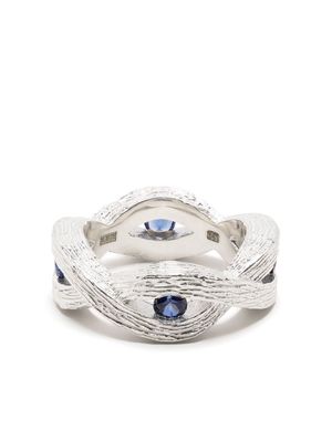 Bleue Burnham Woven Stem silver sapphire ring
