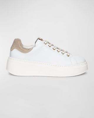 Bling Back Low-Top Leather Skater Sneakers
